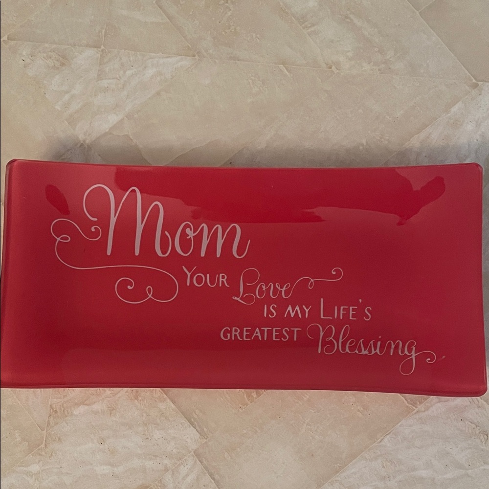 Red Decorative Plate with Heartfelt Message